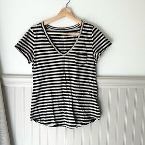 GAP Black and White Striped Cotton Vintage Wash Short Sleeve Tee Size XS